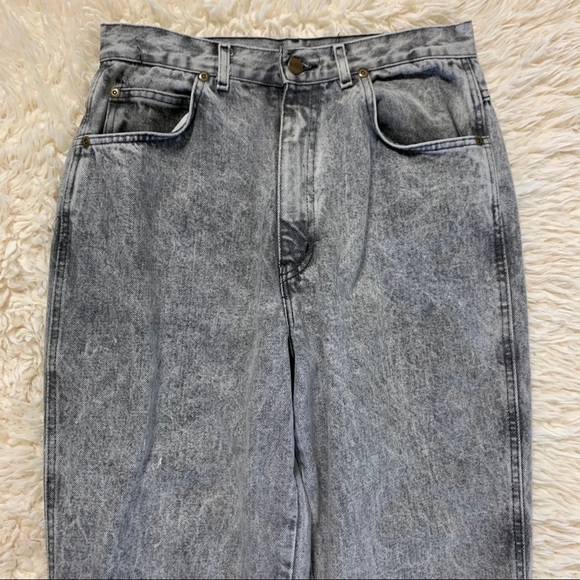 Vintage Chic Stonewashed Black Gray Jeans Made USA - Picture 2 of 10
